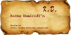 Kolbe Domicián névjegykártya